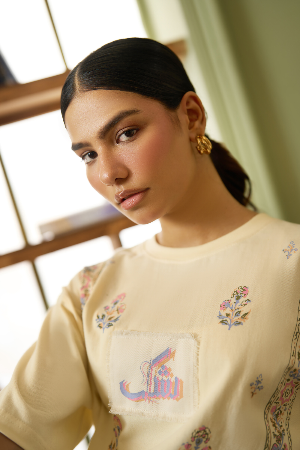 IVORY ARTISAN BLOCKPRINT T-SHIRT