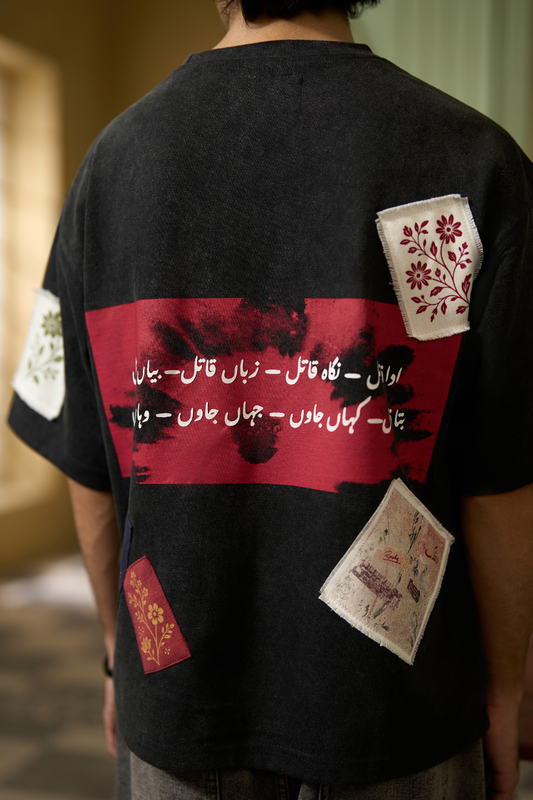 BLACK ACID WASH QAATIL T-SHIRT